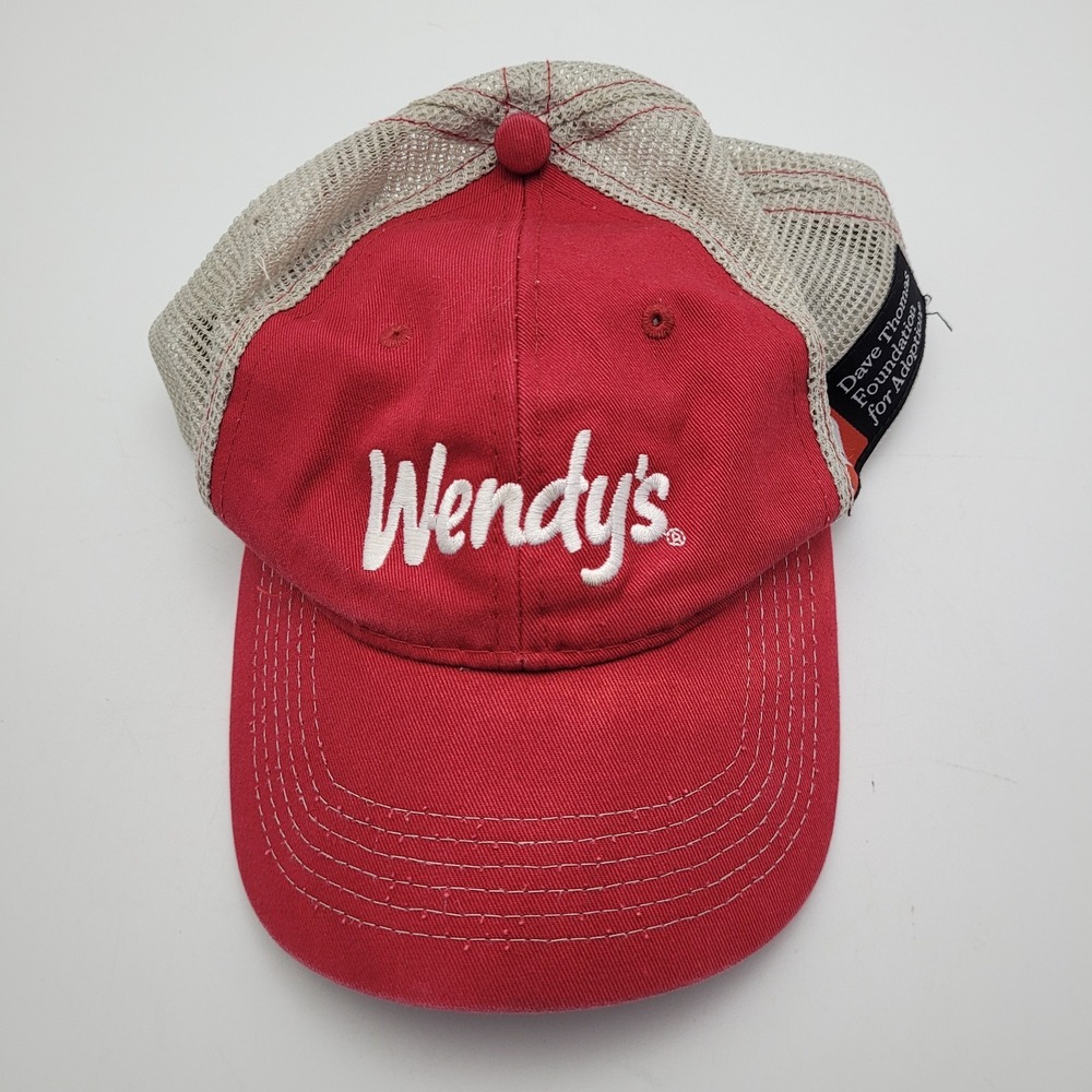 Wendy's Employee Work Uniform Red Adjustable Mesh Snapback Baseball Lightly Worn